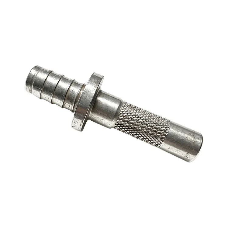 Conector de manguera de púa de tope de brida de vástago moleteado de acero